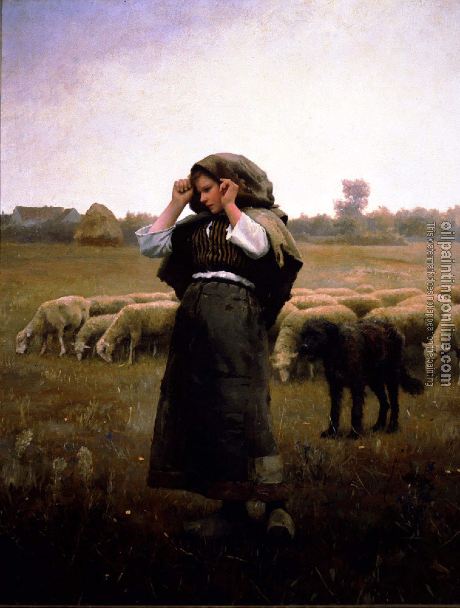 Daniel Ridgway Knight - Shepardess and her Flock